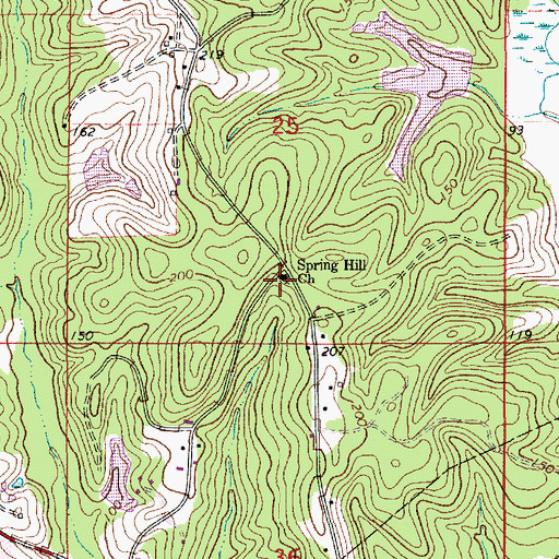 Topographic Map of Spring Hill Church, LA