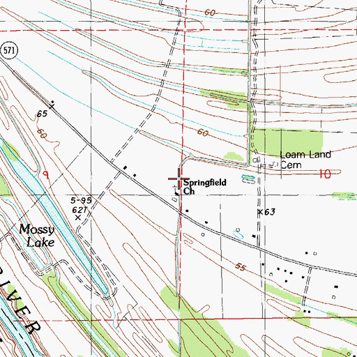 Topographic Map of Springfield Church, LA