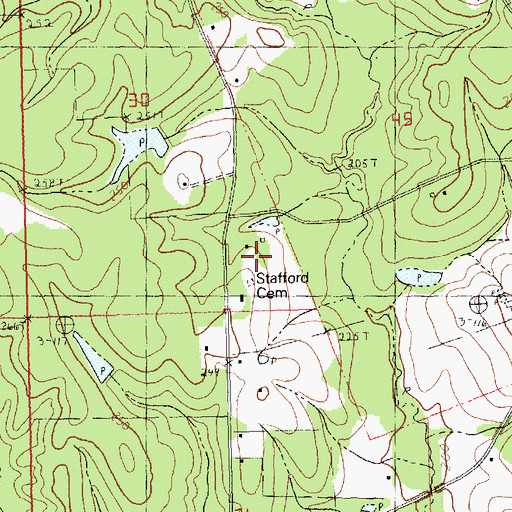 Topographic Map of Stafford Cemetery, LA