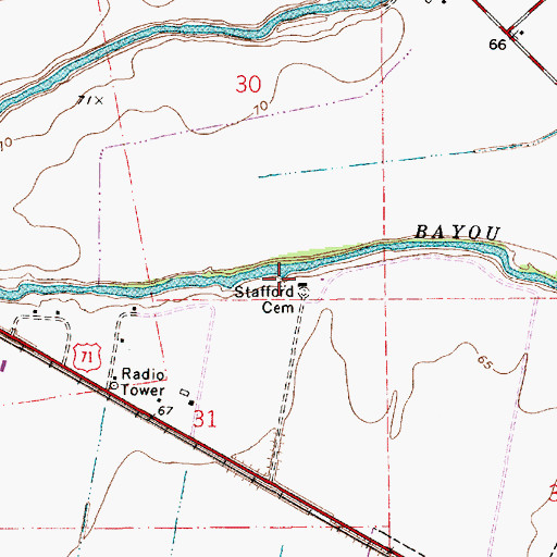 Topographic Map of Stafford Cemetery, LA