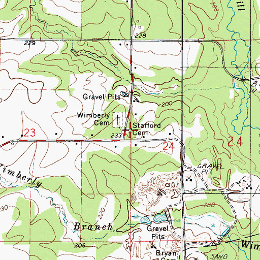 Topographic Map of Stafford Cemetery, LA