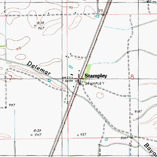 Topographic Map of Stampley, LA