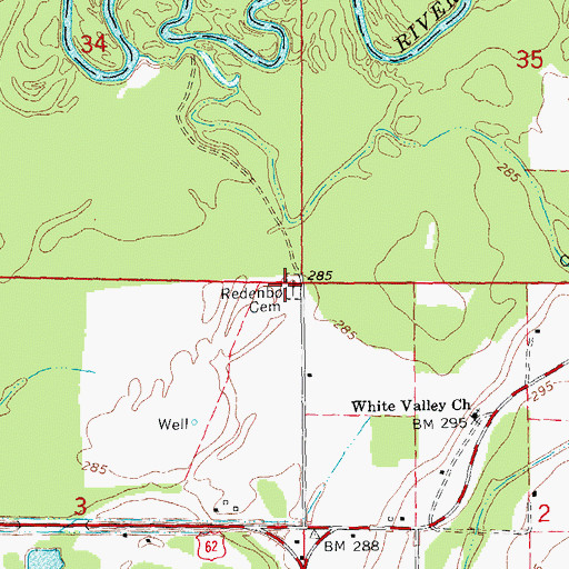 Topographic Map of Redenbo Cemetery, AR