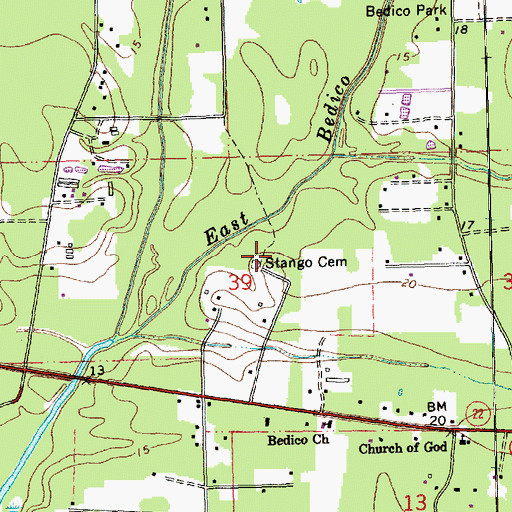Topographic Map of Stango Cemetery, LA