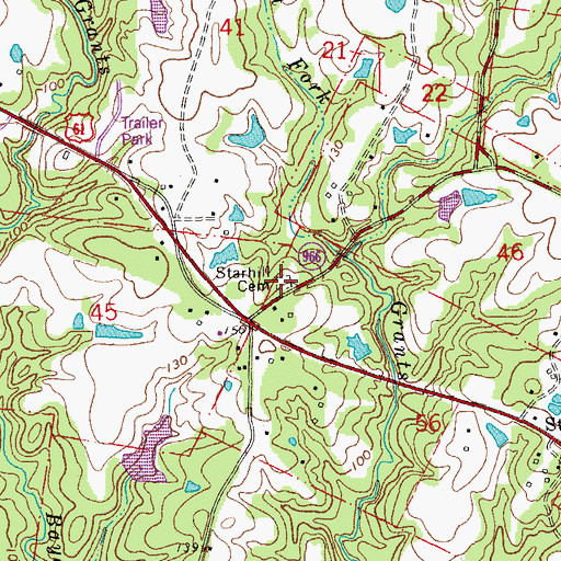 Topographic Map of Starhill Cemetery, LA