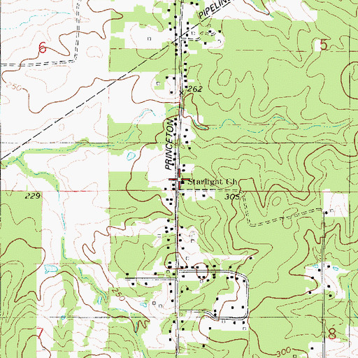 Topographic Map of Starlight Church, LA