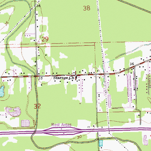 Topographic Map of Starnee Church, LA
