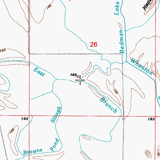 Topographic Map of Redman Lake Slough, AR