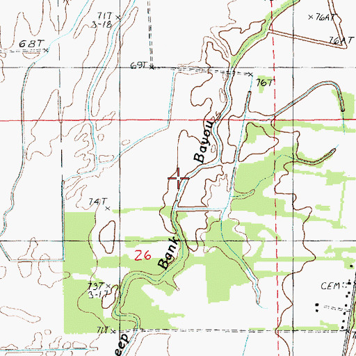 Topographic Map of Steep Bank Bayou, LA