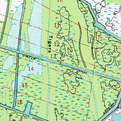 Topographic Map of Stella Canal, LA