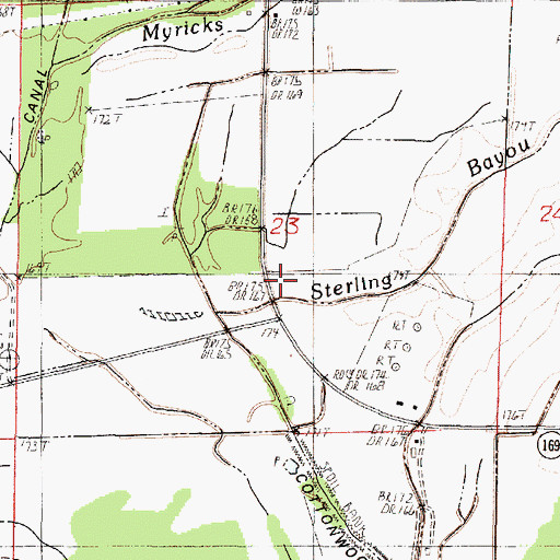 Topographic Map of Sterling Bayou, LA