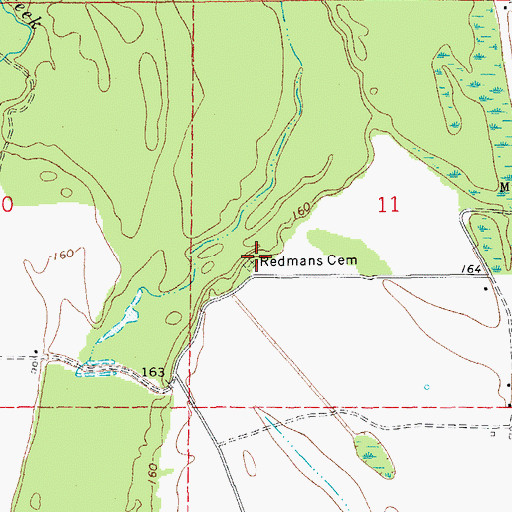 Topographic Map of Redmans Cemetery, AR