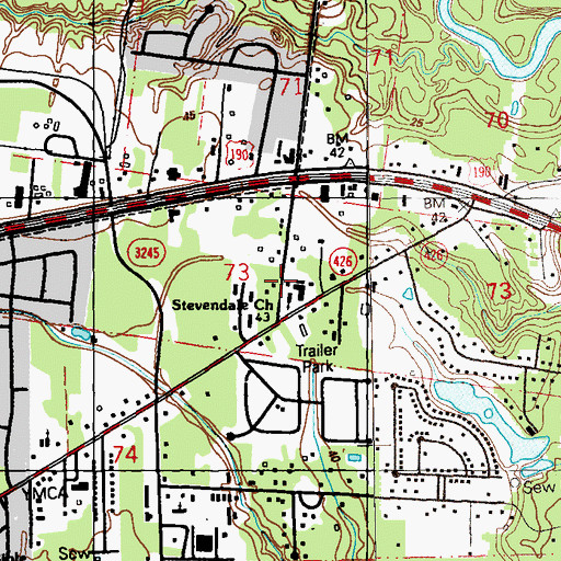 Topographic Map of Stevendale Church, LA