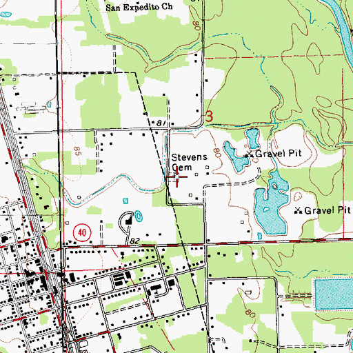 Topographic Map of Stevens Cemetery, LA