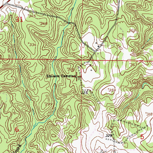 Topographic Map of Stevens Cemetery, LA