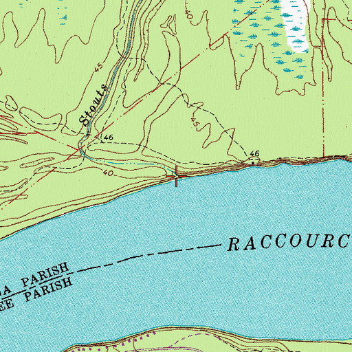 Topographic Map of Stouts Bayou, LA