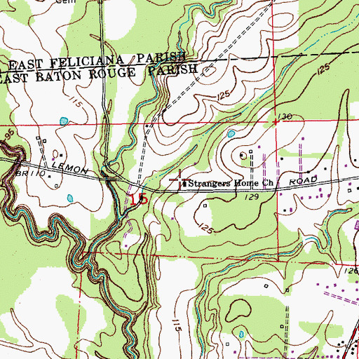 Topographic Map of Strangers Home Church, LA