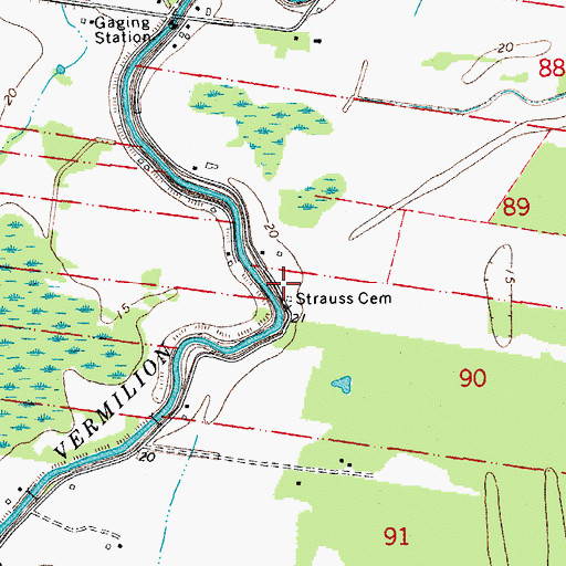 Topographic Map of Strauss Cemetery, LA