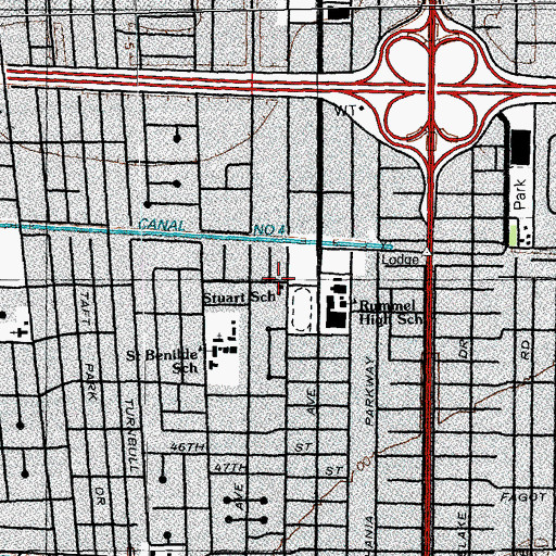 Topographic Map of Stuart School, LA