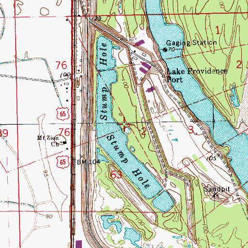 Topographic Map of Stump Hole, LA