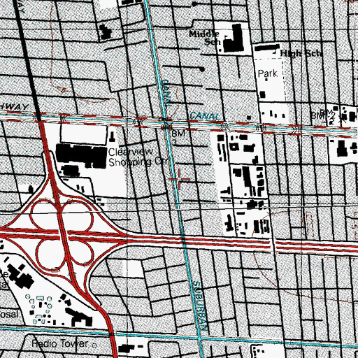 Topographic Map of Suburban Canal, LA