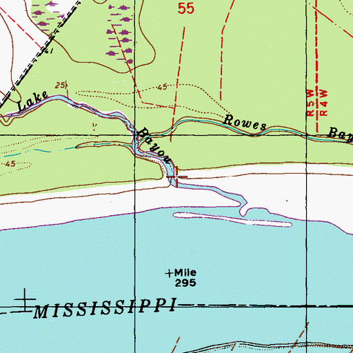 Topographic Map of Sugar Lake Bayou, LA