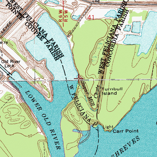 Topographic Map of Sugar Mill Chute, LA