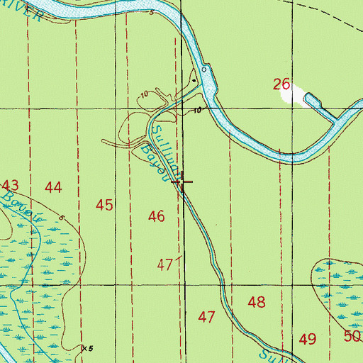 Topographic Map of Sullivan Bayou, LA