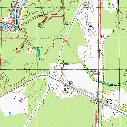 Topographic Map of Sunflower Cemetery, LA