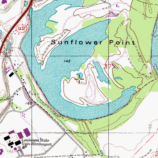 Topographic Map of Sunflower Point, LA