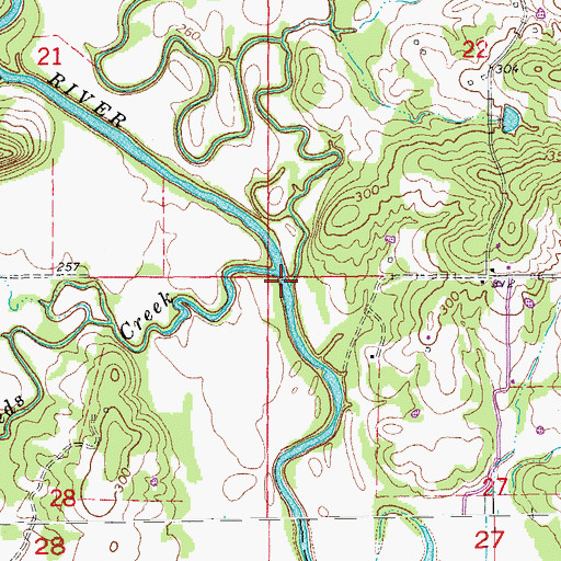 Topographic Map of Reeds Creek, AR