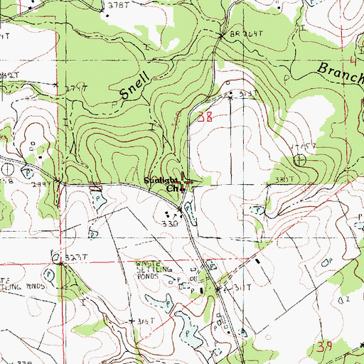 Topographic Map of Sunlight Church, LA