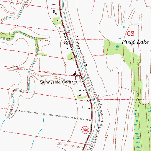 Topographic Map of Sunnyside Cemetery, LA