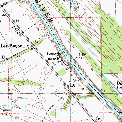 Topographic Map of Sunnyside Church, LA