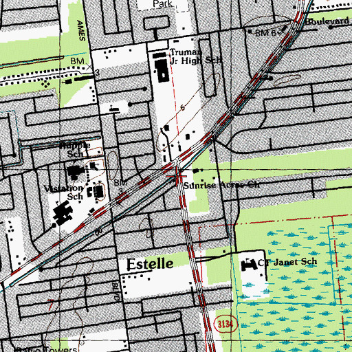 Topographic Map of Sunrise Acres Church, LA