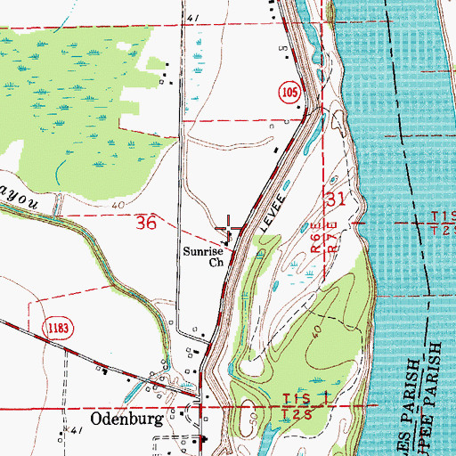 Topographic Map of Sunrise Church, LA