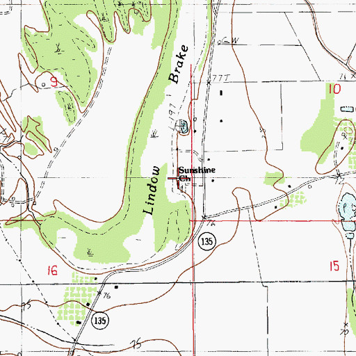 Topographic Map of Sunshine Church, LA