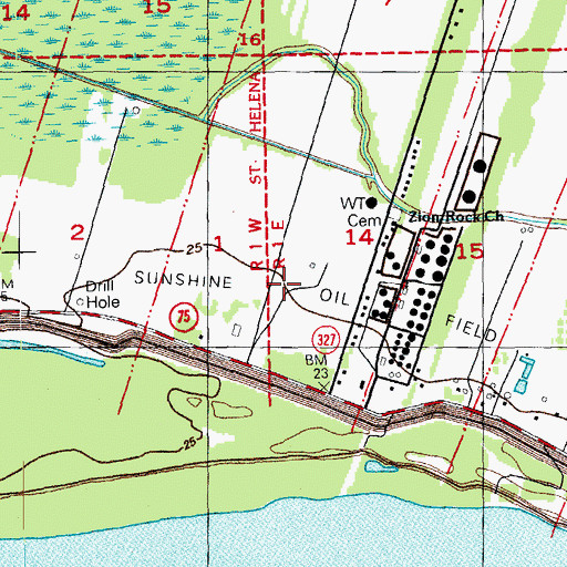 Topographic Map of Sunshine Oil Field, LA