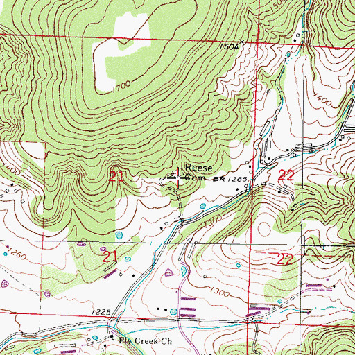Topographic Map of Reese Cemetery, AR