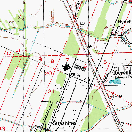 Topographic Map of Sunshine School, LA