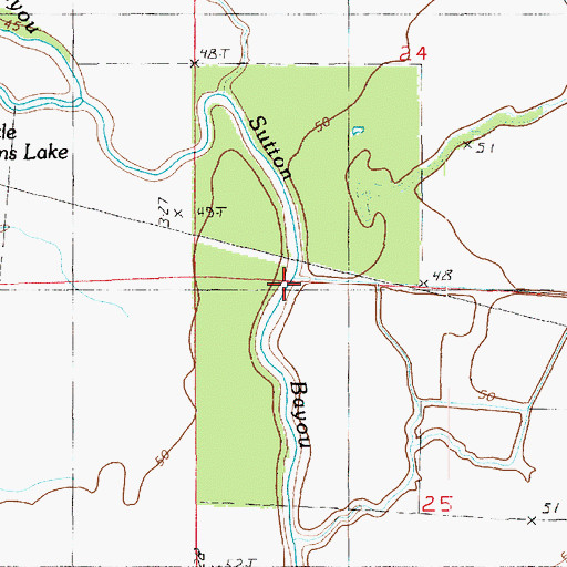 Topographic Map of Sutton Bayou, LA