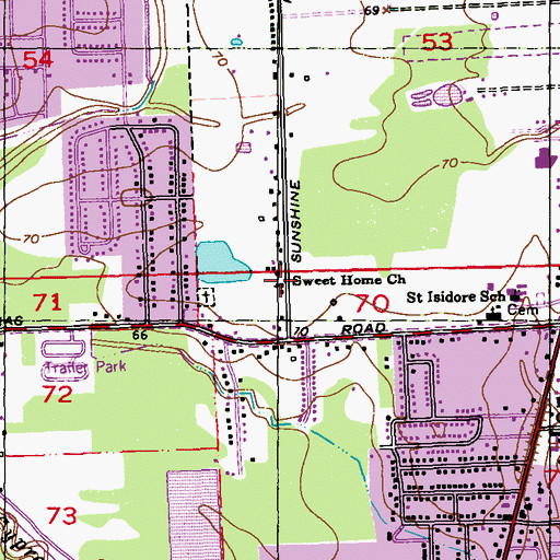 Topographic Map of Sweet Home Church, LA