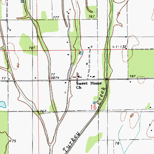 Topographic Map of Sweet Home Church, LA