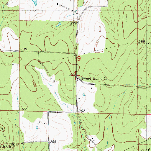 Topographic Map of Sweet Home Church, LA