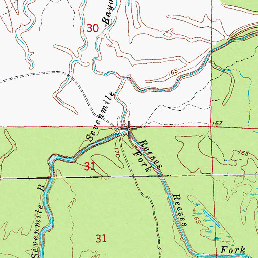 Topographic Map of Reeses Fork, AR
