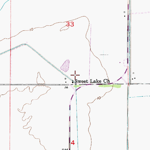 Topographic Map of Sweet Lake Church, LA