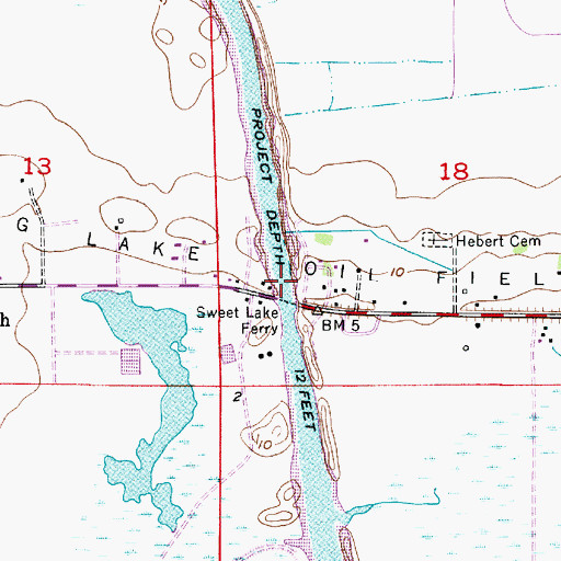 Topographic Map of Sweet Lake Ferry, LA