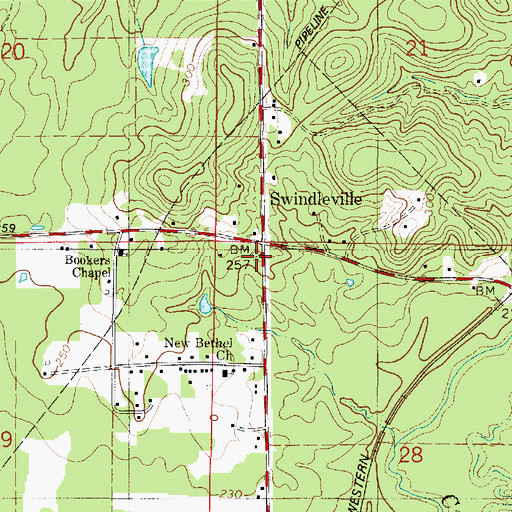 Topographic Map of Swindleville, LA