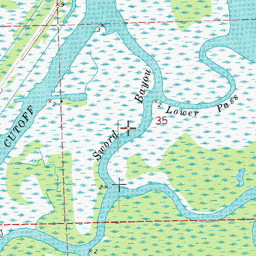 Topographic Map of Sword Bayou, LA