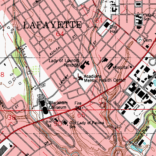 Topographic Map of T B Hospital, LA